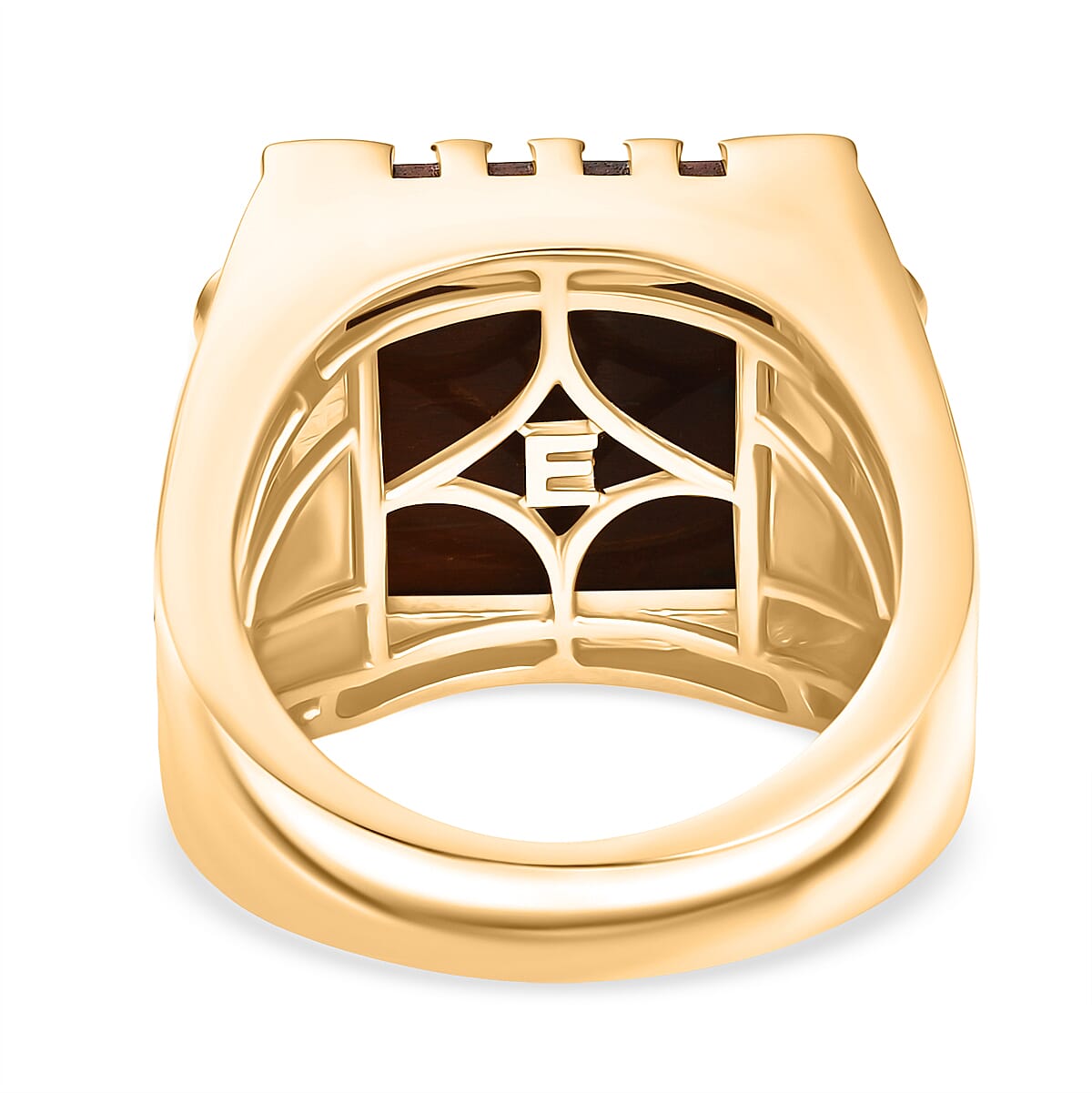 EverTrue Red Tiger Eye &amp; White Zircon Mens Ring in Yellow Gold Plated 11.65 Ct. 8264645 5