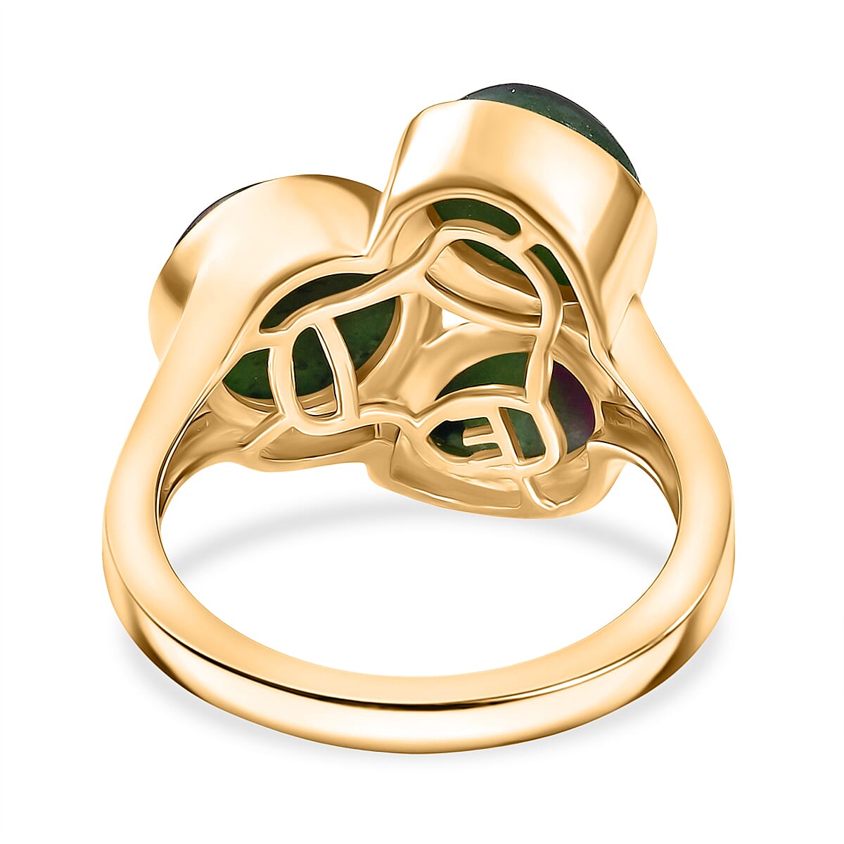 EverTrue Ruby Zoisite 3 Stone Ring in Yellow Gold Plated 7.37 Ct. 8266205 5