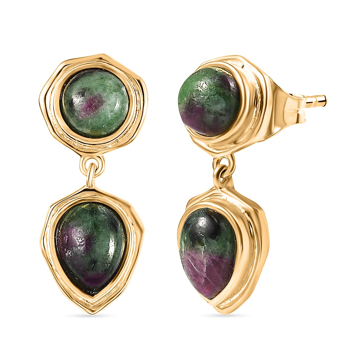 EverTrue Natural Ruby Zoisite Dangling Earring with Push Back in Yellow Gold Plated 6.82 Ct. 8266333 0