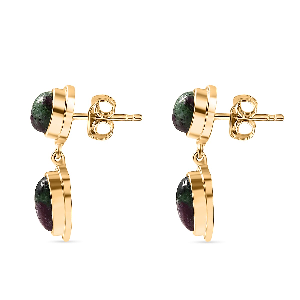 EverTrue Natural Ruby Zoisite Dangling Earring with Push Back in Yellow Gold Plated 6.82 Ct. 8266333 3