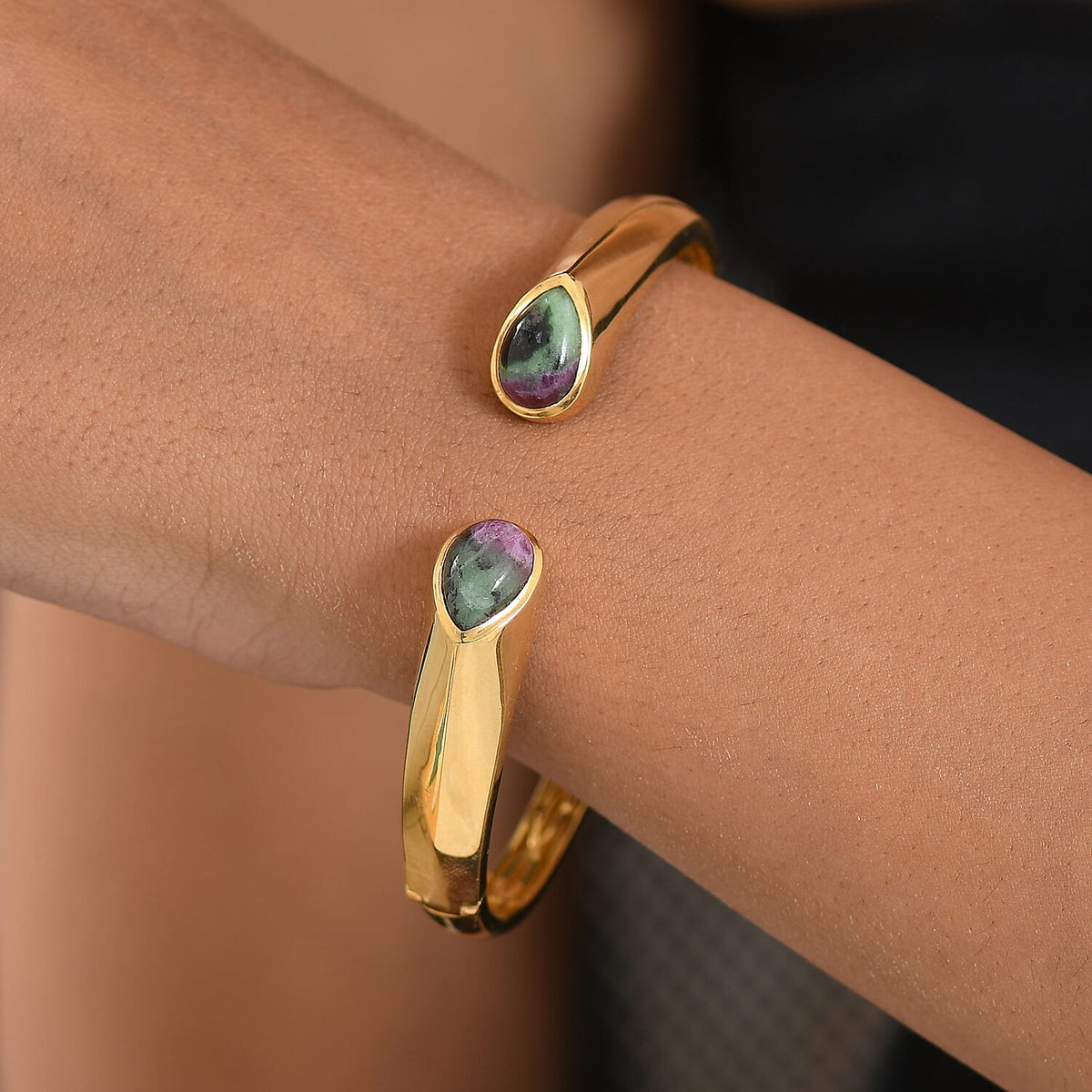 EverTrue Ruby Zoisite Full Bangle (Size 7.5) in Yellow Gold Plated 8.65 Ct. 8284745 3