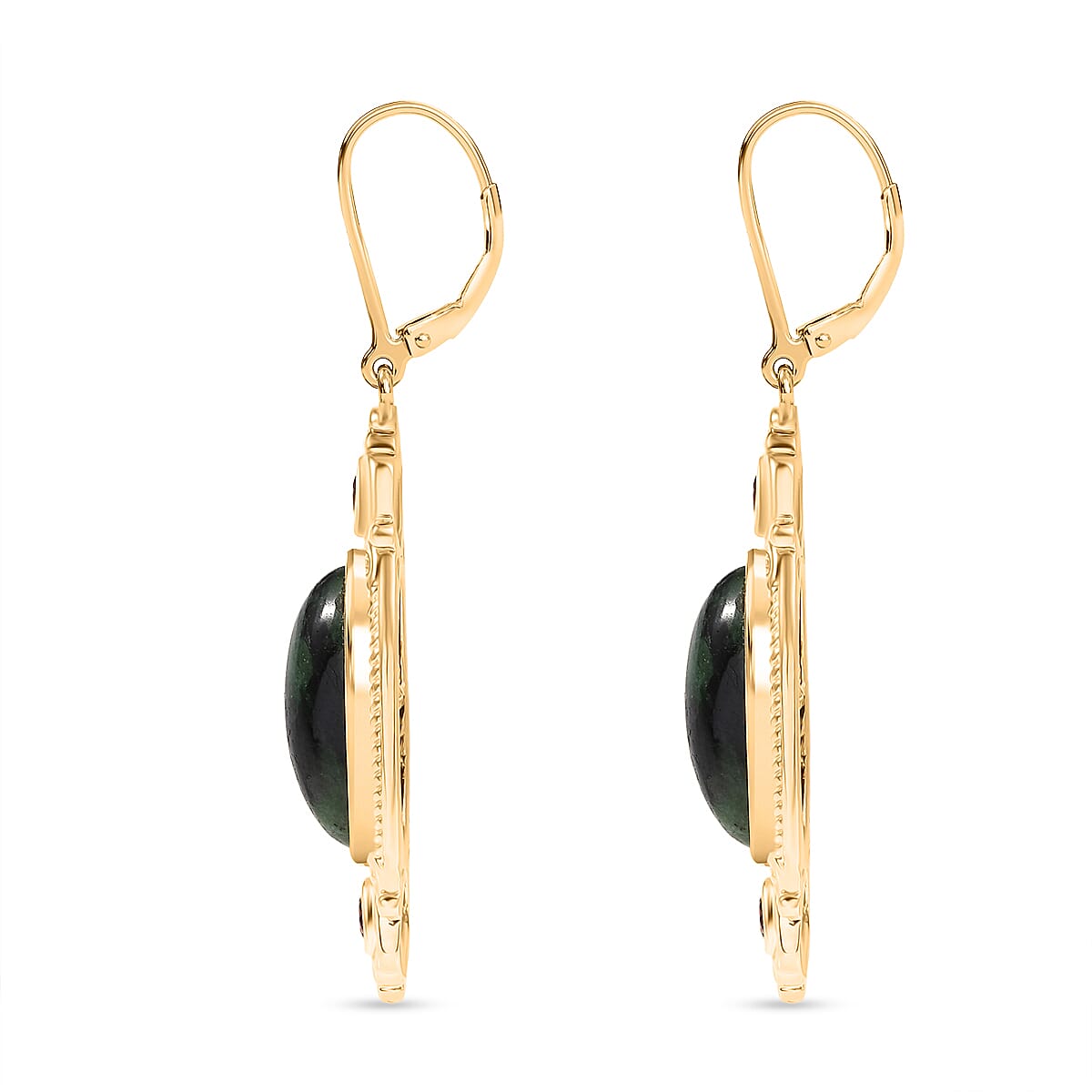 EverTrue Natural Ruby Zoisite &amp; Red Garnet with Lever Back Earring in Yellow Gold Plated 13.18 Ct. 8266268 4