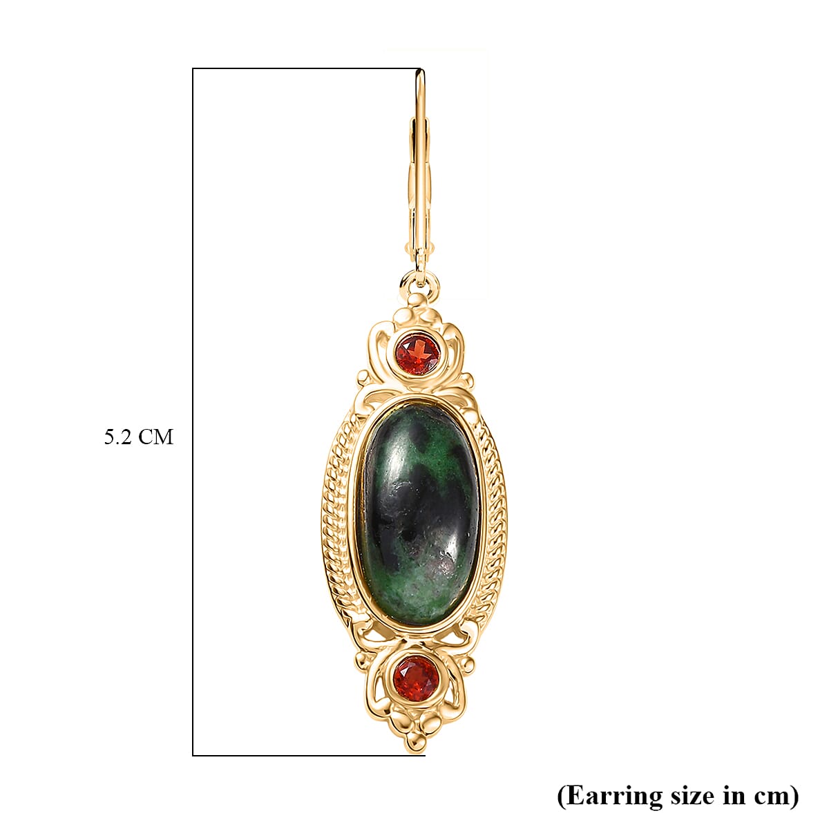 EverTrue Natural Ruby Zoisite &amp; Red Garnet with Lever Back Earring in Yellow Gold Plated 13.18 Ct. 8266268 6