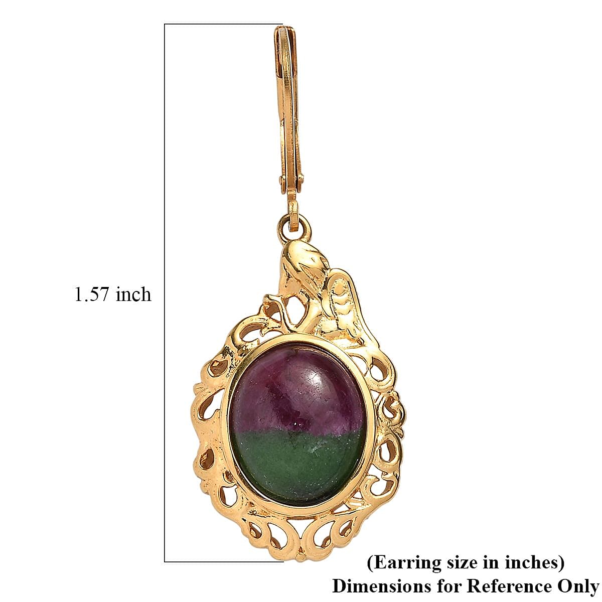 EverTrue Natural Ruby Zoisite Solitaire Lever Back Earring in 18K Yellow Gold Plated 14.34 Ct. 8265502 4