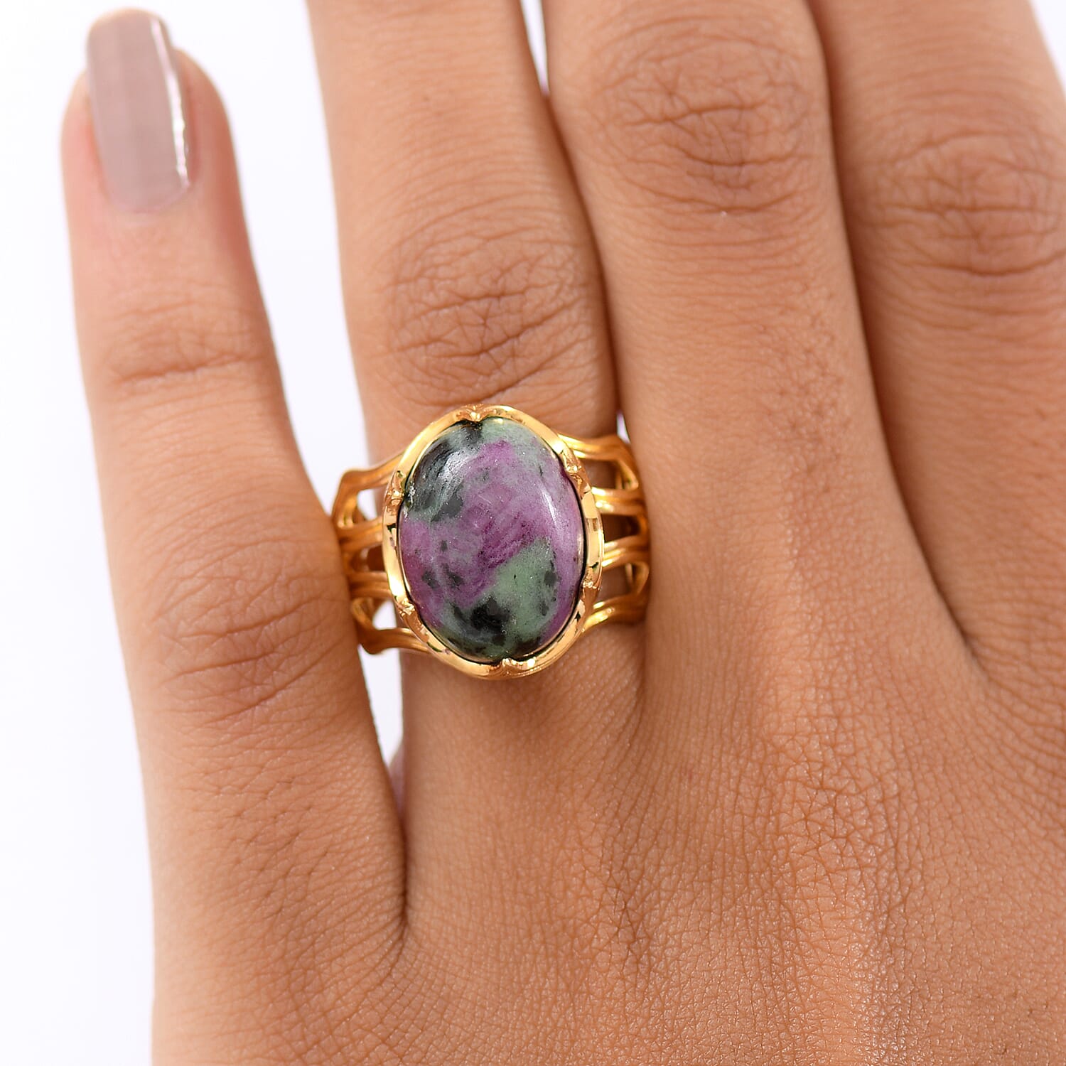 EverTrue Ruby Zoisite Solitaire Ring in Yellow Gold Plated 12.69 Ct. 8266164 3