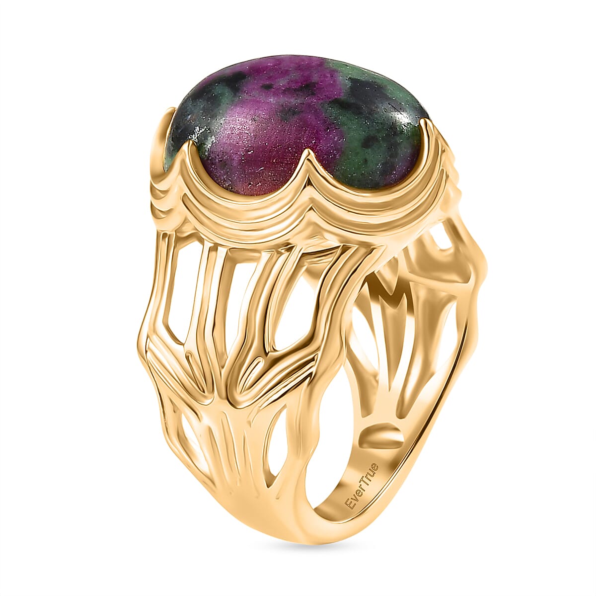 EverTrue Ruby Zoisite Solitaire Ring in Yellow Gold Plated 12.69 Ct. 8266164 4