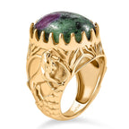 EverTrue Natural Ruby Zoisite Solitaire Ring in Yellow Gold Plated 14.93 Ct.
