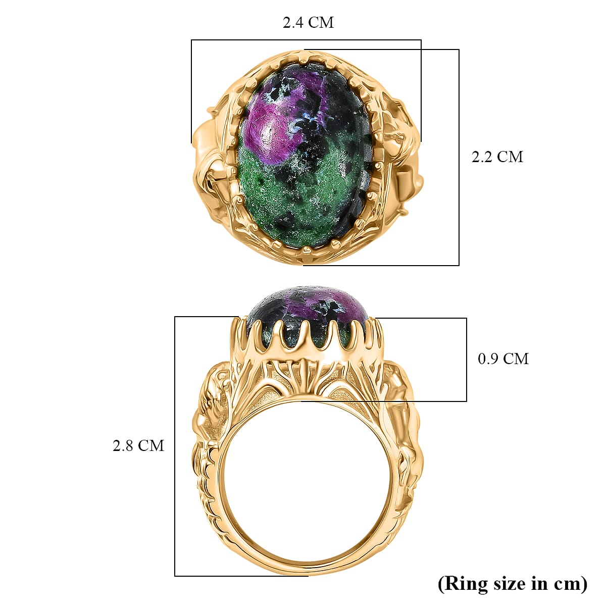 EverTrue Ruby Zoisite Solitaire Ring in Yellow Gold Plated 14.93 Ct. 8266118 6