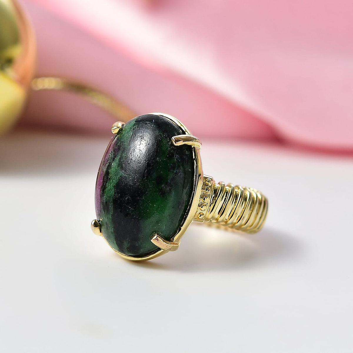EverTrue Ruby Zoisite Solitaire Ring in Yellow Gold Plated 18.61 Ct. 8265943 2