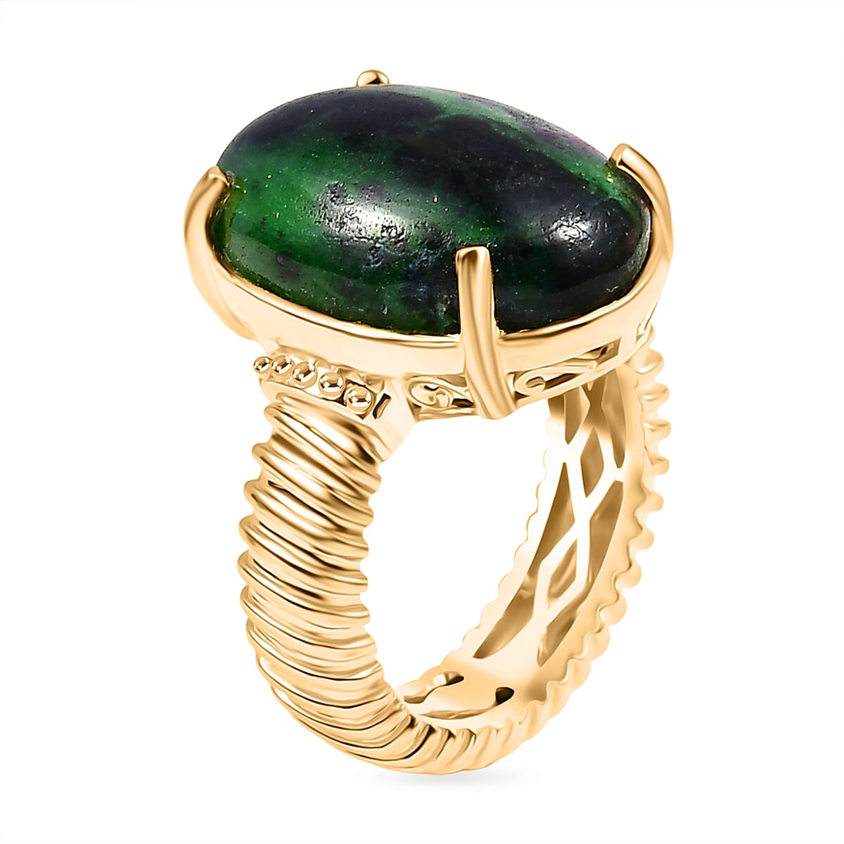 EverTrue Ruby Zoisite Solitaire Ring in Yellow Gold Plated 18.61 Ct. 8265943 4