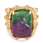 EverTrue Natural Ruby Zoisite Solitaire Ring in Yellow Gold Plated 19.19 Ct.