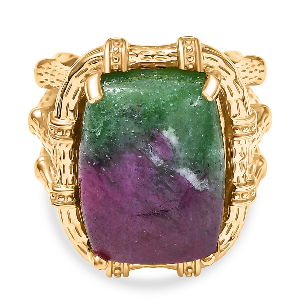 EverTrue Ruby Zoisite Solitaire Ring in Yellow Gold Plated 19.19 Ct. 8266235 0