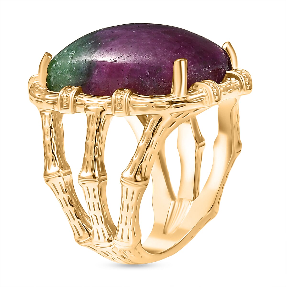 EverTrue Ruby Zoisite Solitaire Ring in Yellow Gold Plated 19.19 Ct. 8266235 3