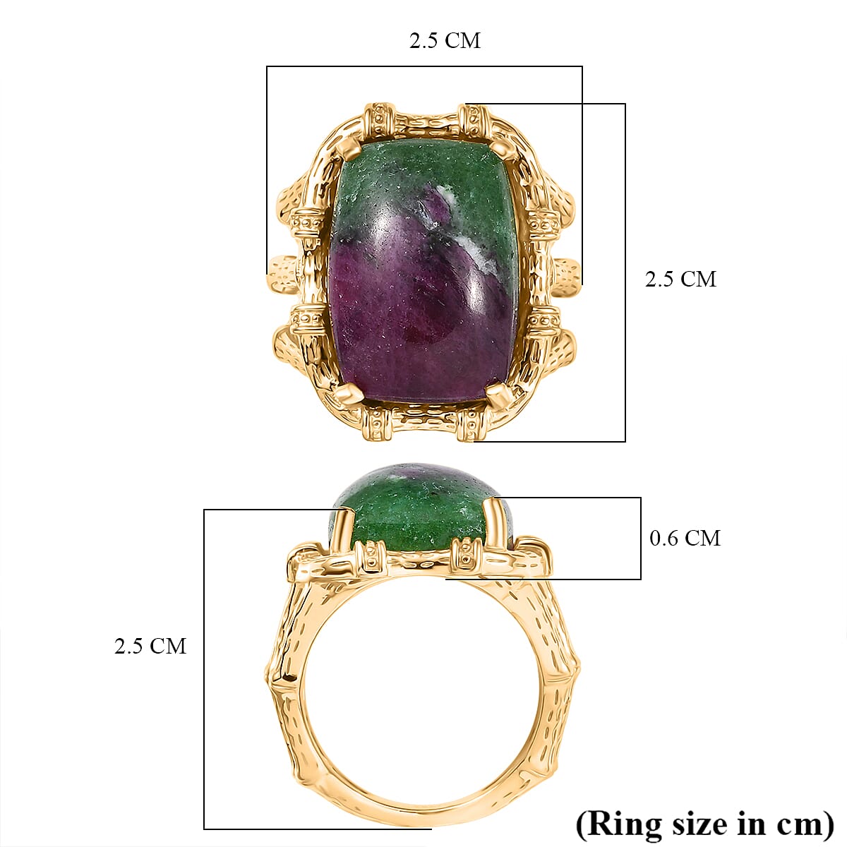 EverTrue Ruby Zoisite Solitaire Ring in Yellow Gold Plated 19.19 Ct. 8266235 5