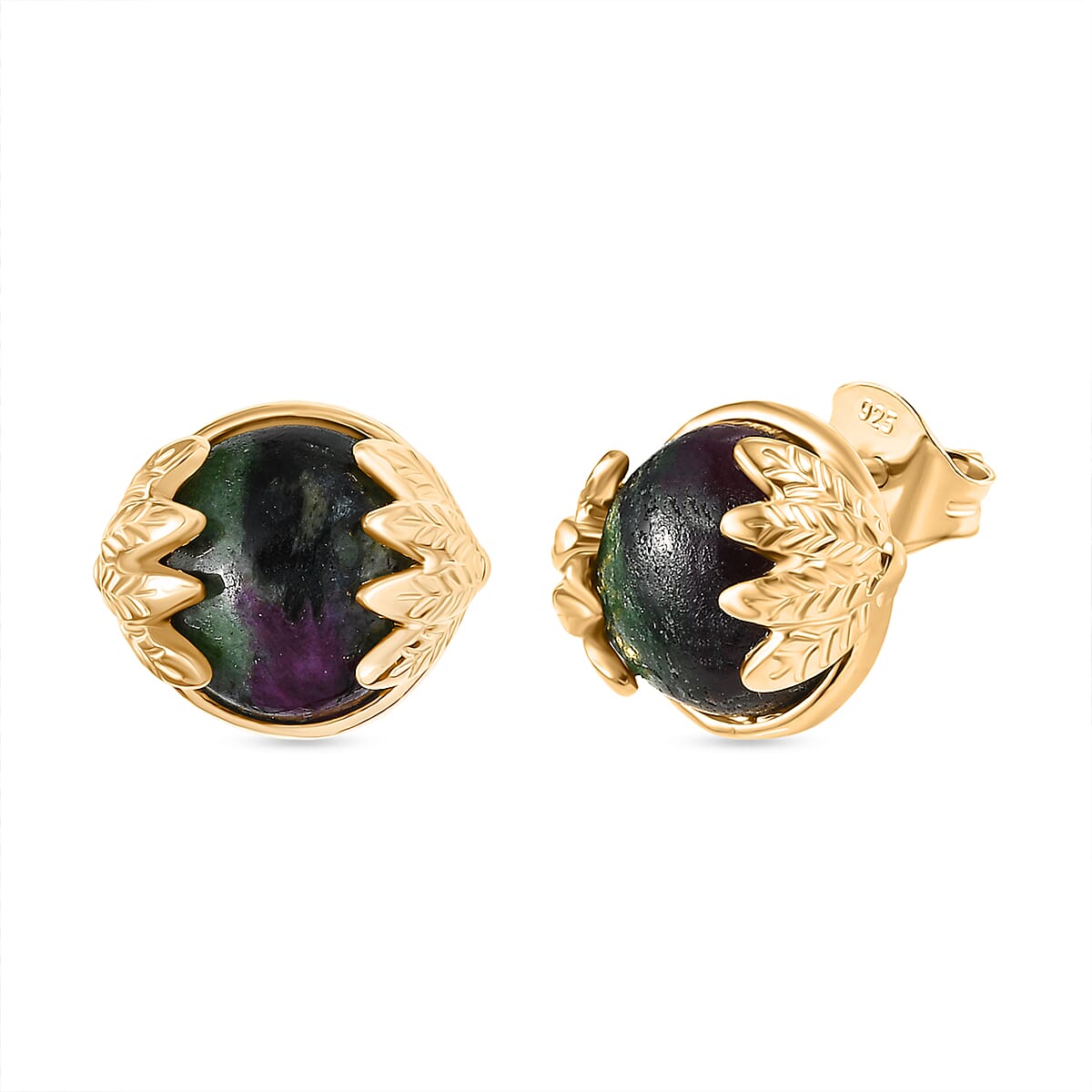 EverTrue Ruby Zoisite Solitaire Stud Push Post Earring in Yellow Gold Plated 9.38 Ct. 8265956 0
