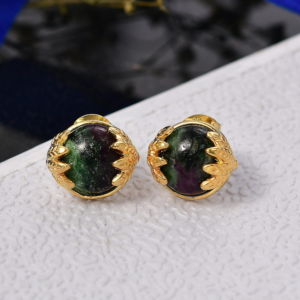 EverTrue Ruby Zoisite Solitaire Stud Push Post Earring in Yellow Gold Plated 9.38 Ct. 8265956 2