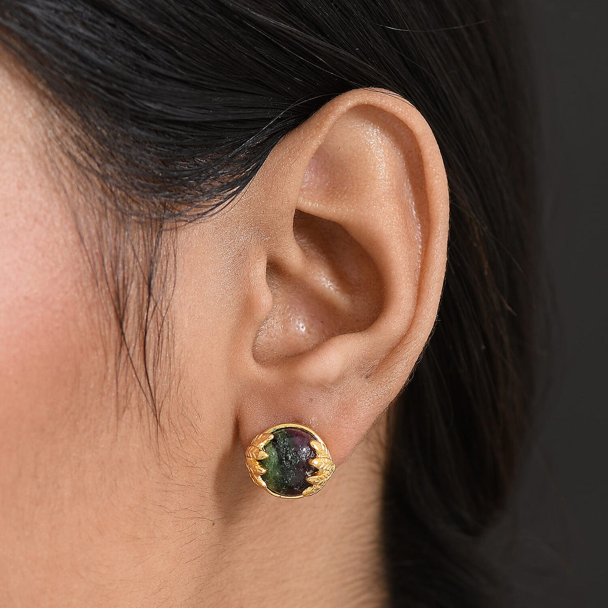 EverTrue Ruby Zoisite Solitaire Stud Push Post Earring in Yellow Gold Plated 9.38 Ct. 8265956 3