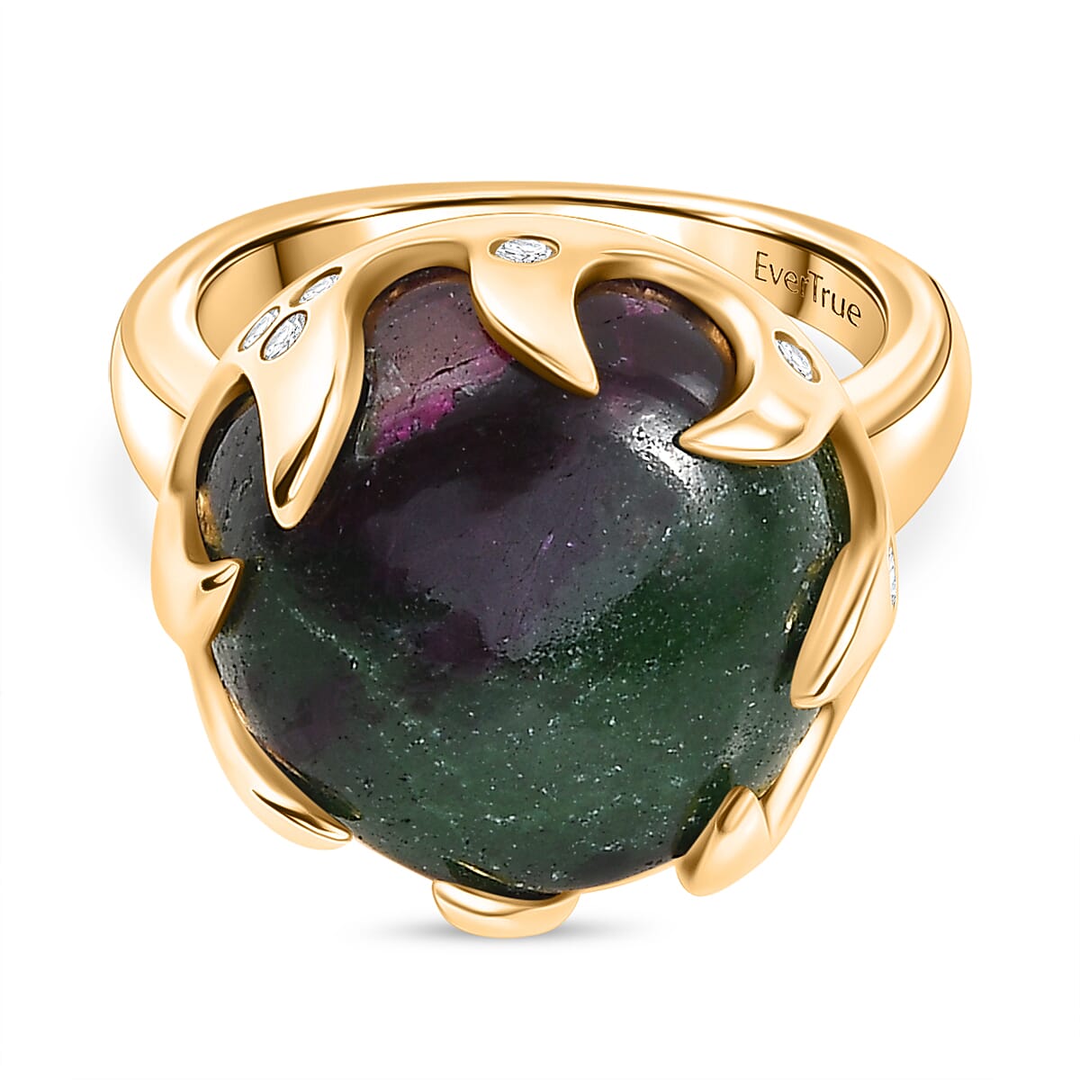 EverTrue Ruby Zoisite and White Zircon Ring in Yellow Gold Plated 15.82 Ct. 8266053 0