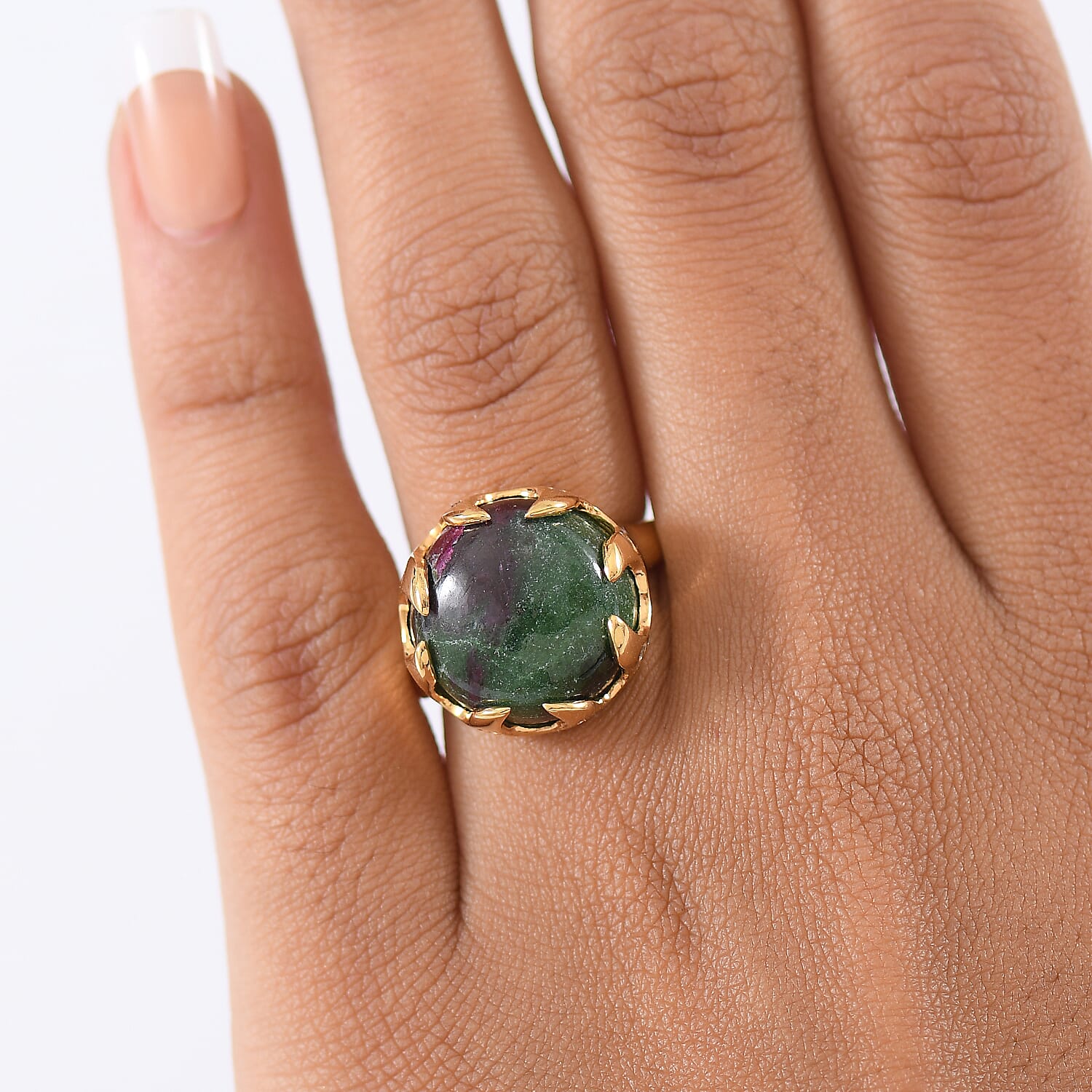 EverTrue Ruby Zoisite and White Zircon Ring in Yellow Gold Plated 15.82 Ct. 8266053 2