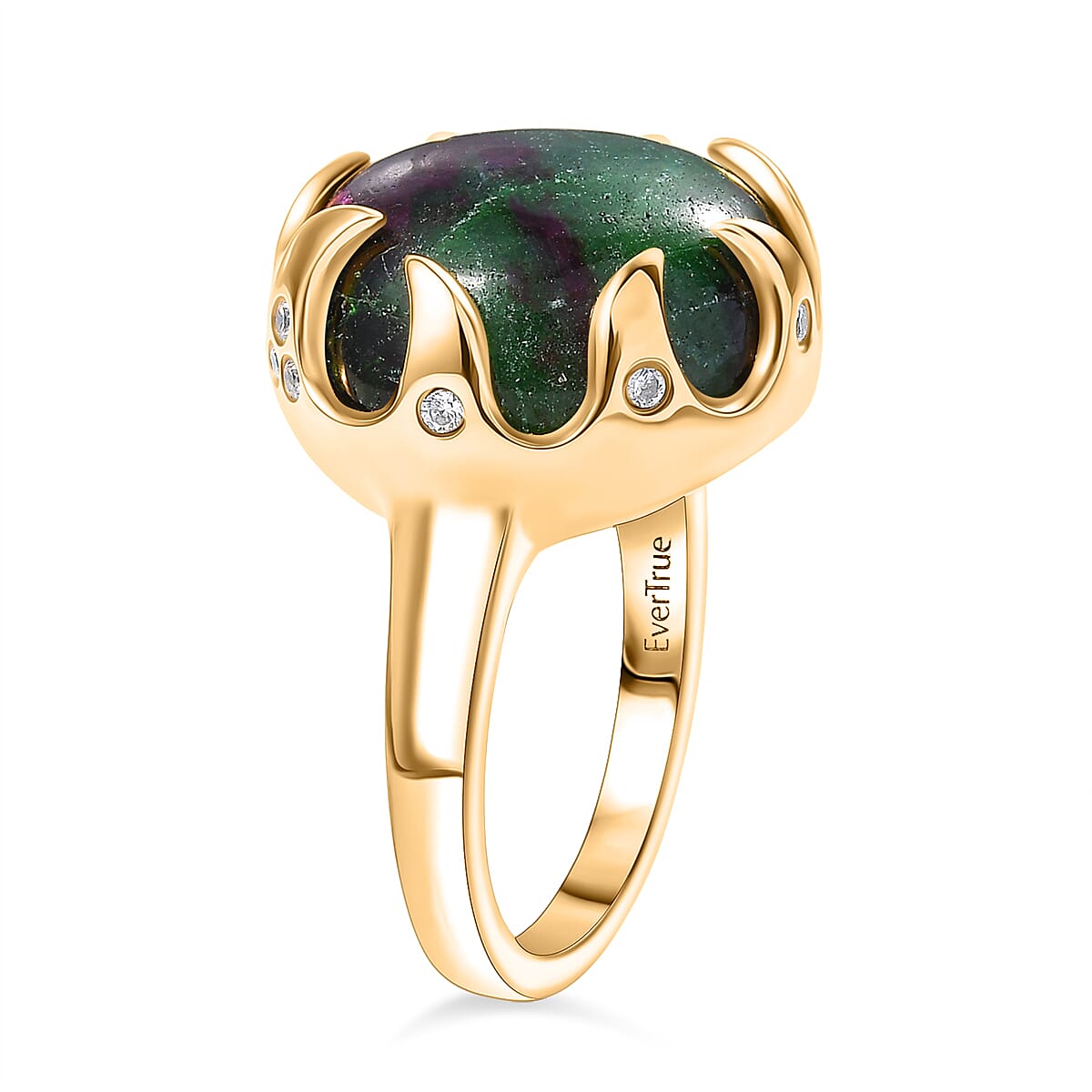 EverTrue Ruby Zoisite and White Zircon Ring in Yellow Gold Plated 15.82 Ct. 8266053 3