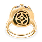 EverTrue Natural Ruby Zoisite & White Zircon Ring in Yellow Gold Plated 15.82 Ct.
