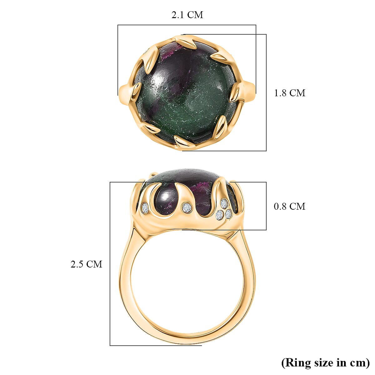 EverTrue Ruby Zoisite and White Zircon Ring in Yellow Gold Plated 15.82 Ct. 8266053 5