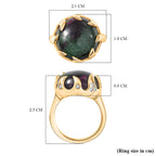 EverTrue Natural Ruby Zoisite & White Zircon Ring in Yellow Gold Plated 15.82 Ct.