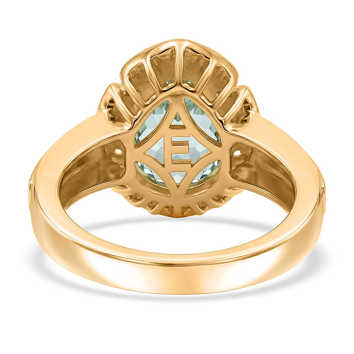 EverTrue - Skyblue Topaz Pear Cut Solitaire Ring in Yellow Gold Tone 2.73 Ct. V32513298 5