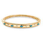 ONE TIME DEAL - EverTrue Sleeping Beauty Turquoise & Natural White Zircon Bangle (Size - 7.5)