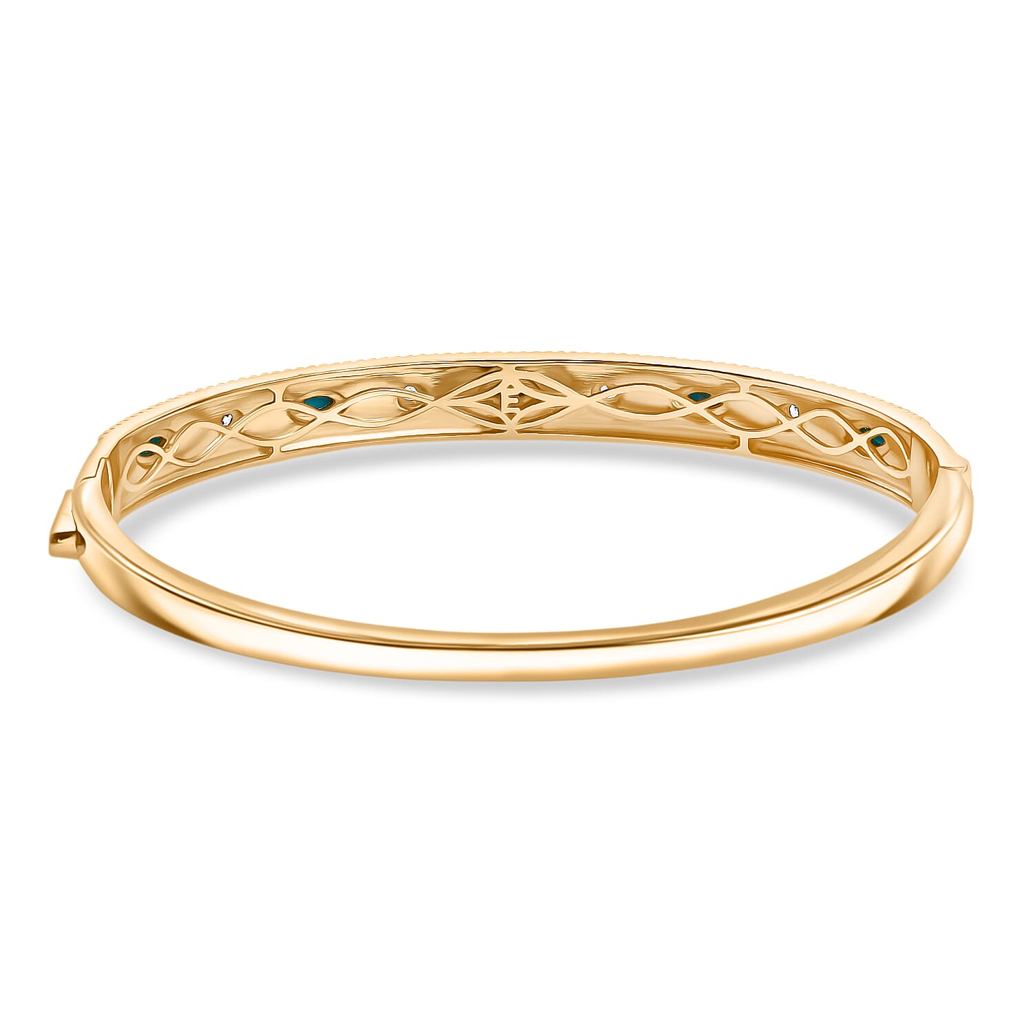 ONE TIME DEAL - EverTrue Sleeping Beauty Turquoise &amp; Natural White Zircon Bangle (Size - 7.5) 8285496 5