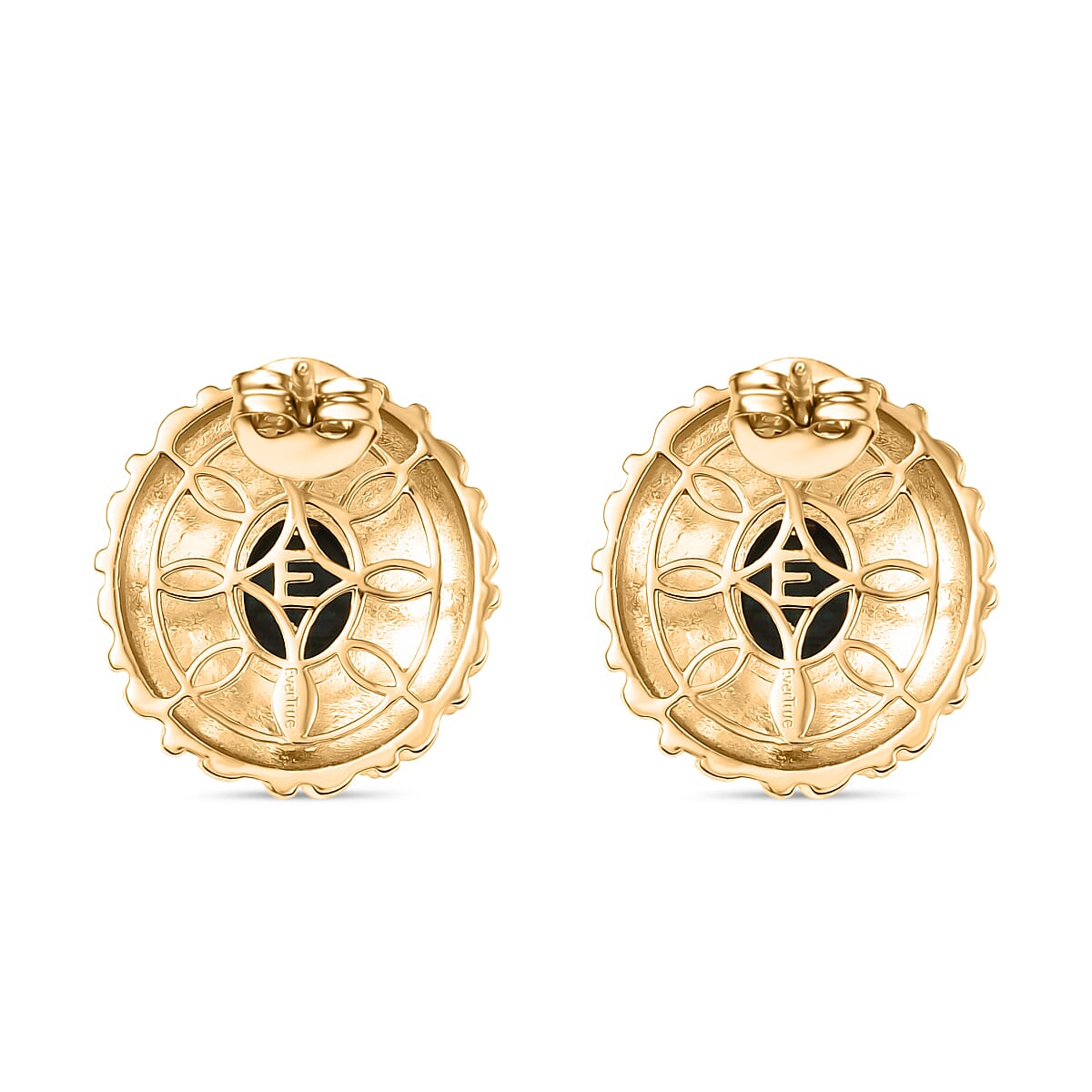 Designer Inspired - Antique Style Malachite Stud Earrings with Push Back in Yellow Gold Plated 5.24 Ct. 8248100 4