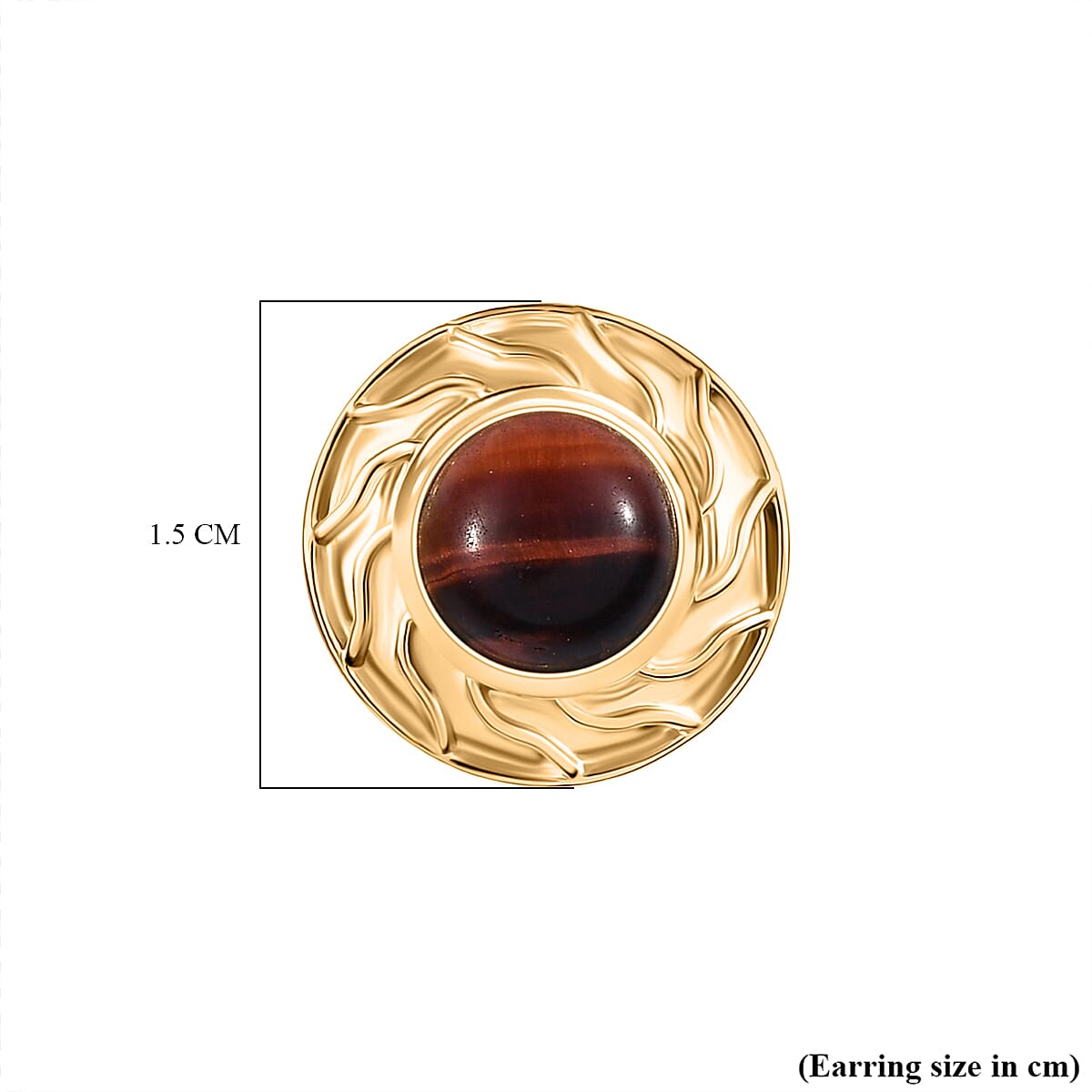 EverTrue Red Tigers Eye Solitaire Stud Push Post Earring with Push Back in Yellow Gold Plated 4.75 Ct. 8252093 5