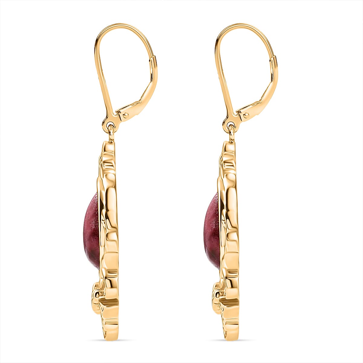 EverTrue Natural Thulite Earring with Lever Back in Yellow Gold Plated 8.07 Ct. 8265404 4