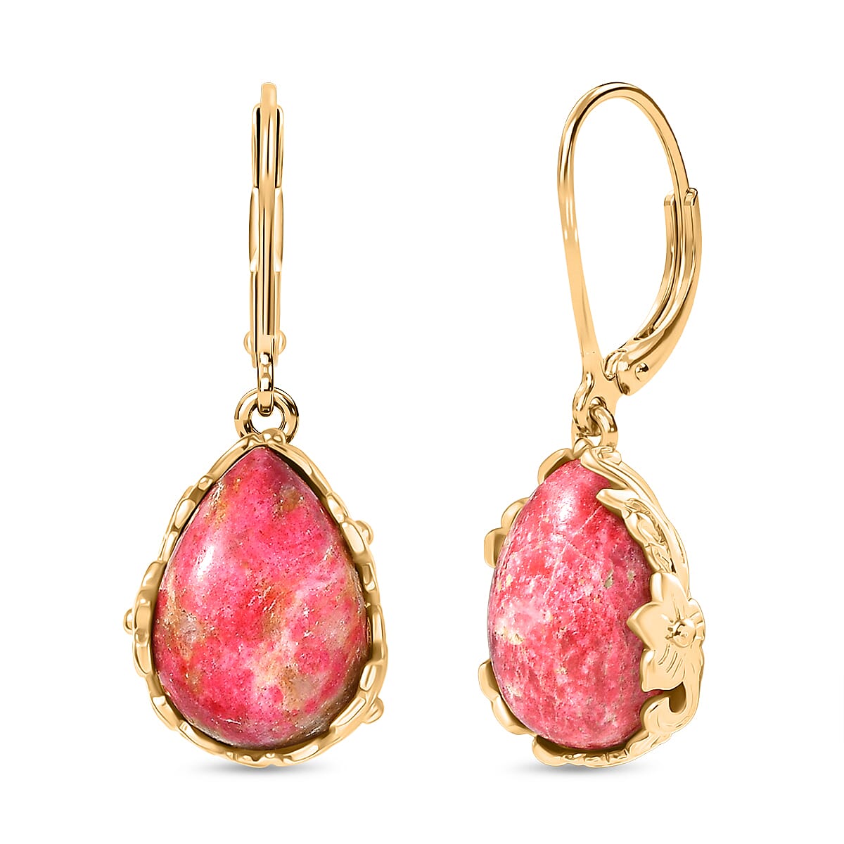 EverTrue Natural Thulite Earring with Lever Back in Yellow Gold Plated 11.92 Ct. 8265421 0
