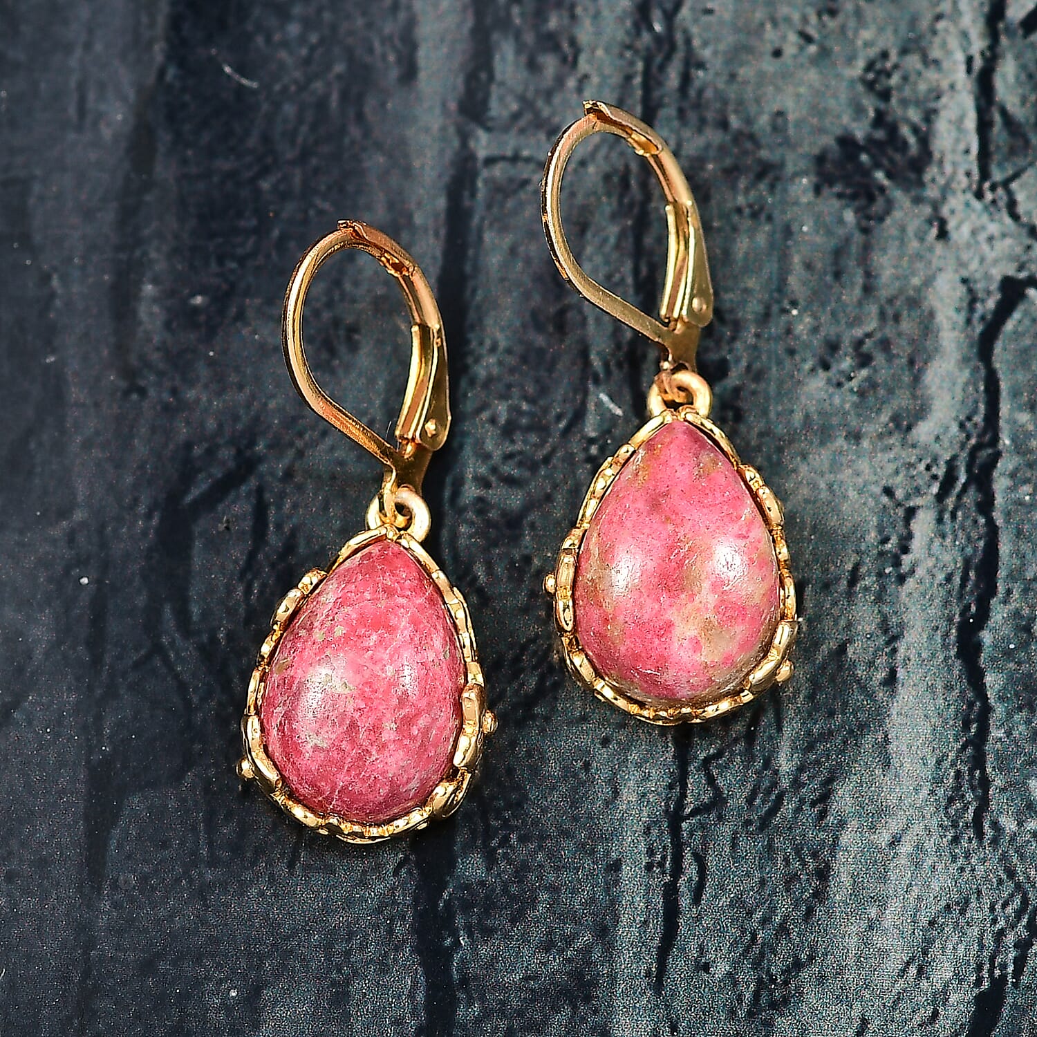 EverTrue Natural Thulite Earring with Lever Back in Yellow Gold Plated 11.92 Ct. 8265421 2