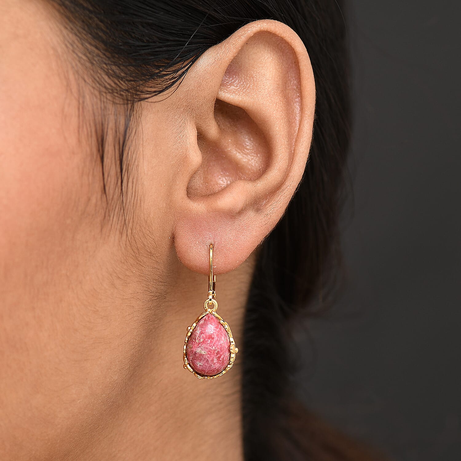 EverTrue Natural Thulite Earring with Lever Back in Yellow Gold Plated 11.92 Ct. 8265421 3