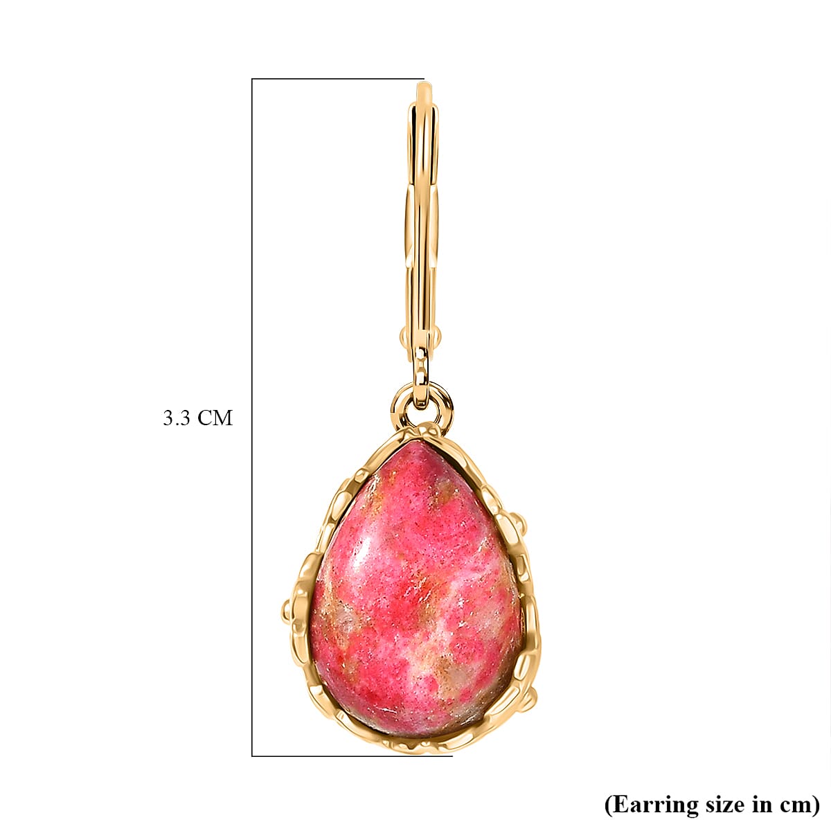 EverTrue Natural Thulite Earring with Lever Back in Yellow Gold Plated 11.92 Ct. 8265421 6