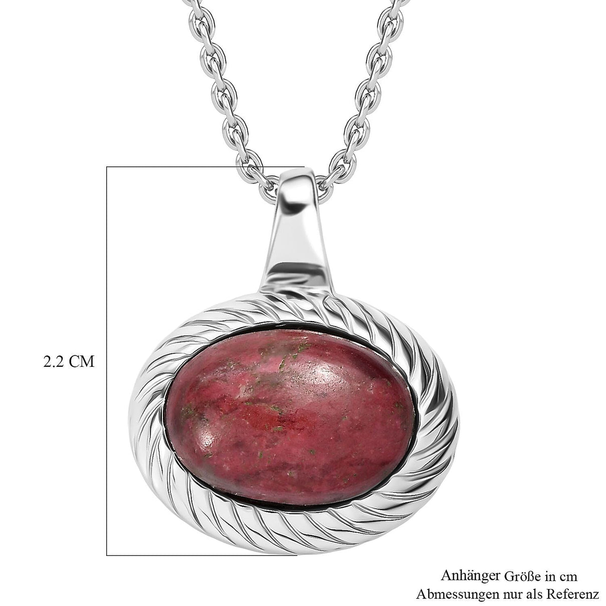 EverTrue Natural Thulite Pendant with Chain (Size 20) 8.36 Ct. 4421579 6