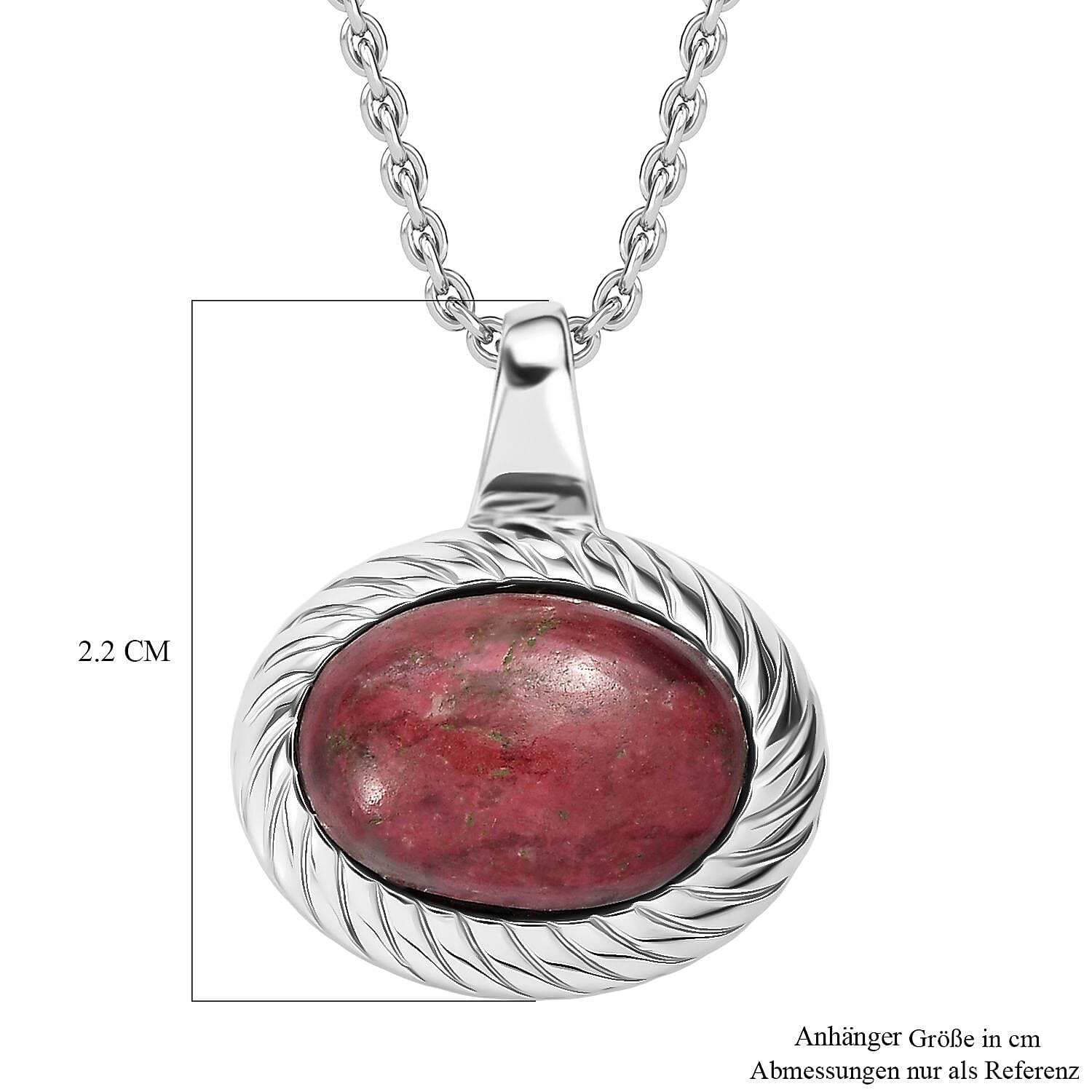 EverTrue Natural Thulite Pendant with Chain (Size 20) 8.36 Ct. 4421579 6