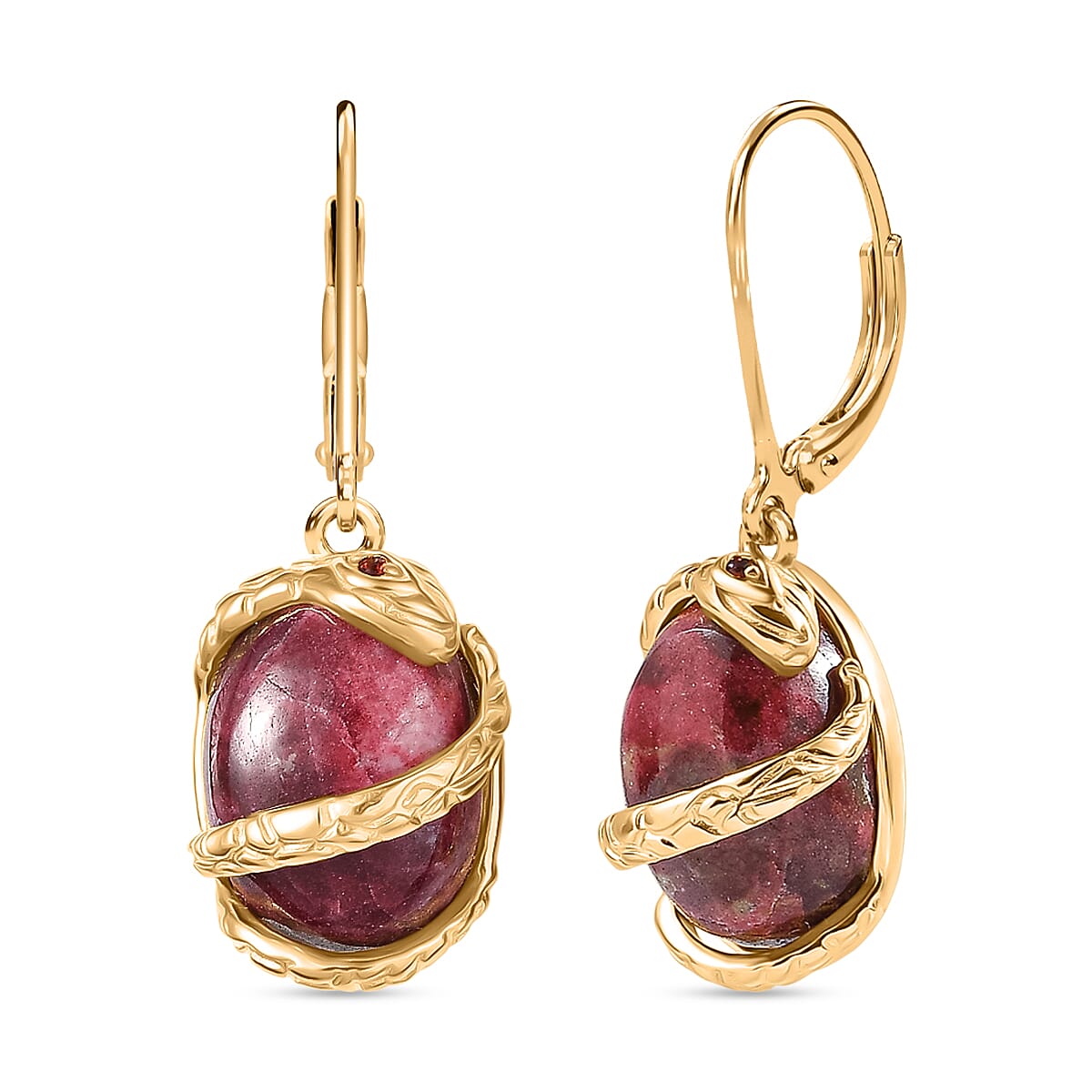 EverTrue Thulite, Red Garnet Living Creature Earring in Yellow Gold Tone 16.74 Ct. 8287344 0