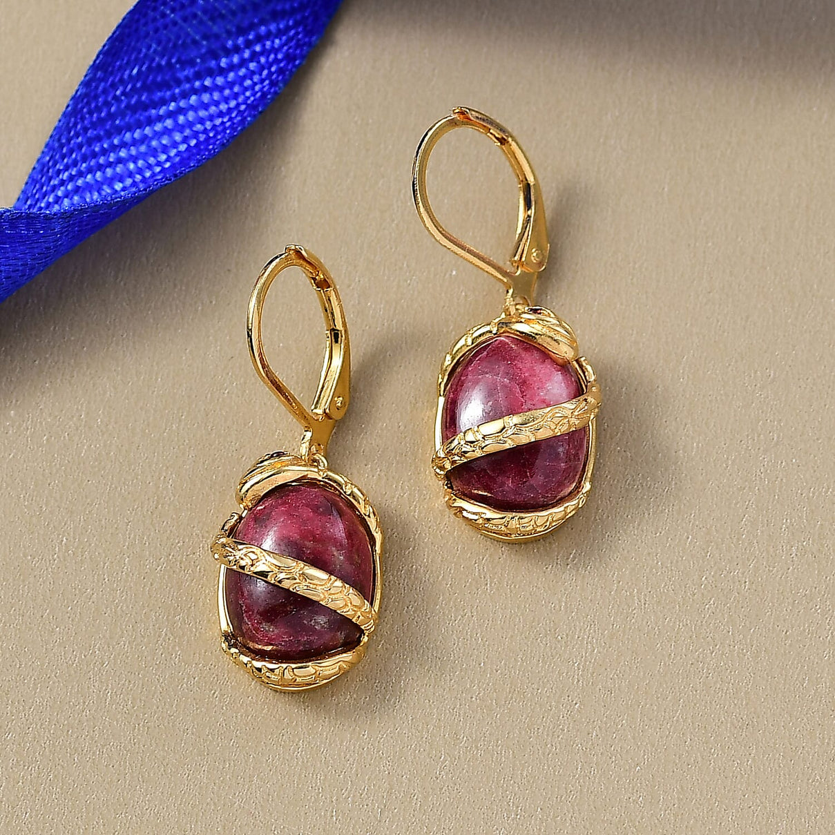 EverTrue Thulite, Red Garnet Living Creature Earring in Yellow Gold Tone 16.74 Ct. 8287344 2