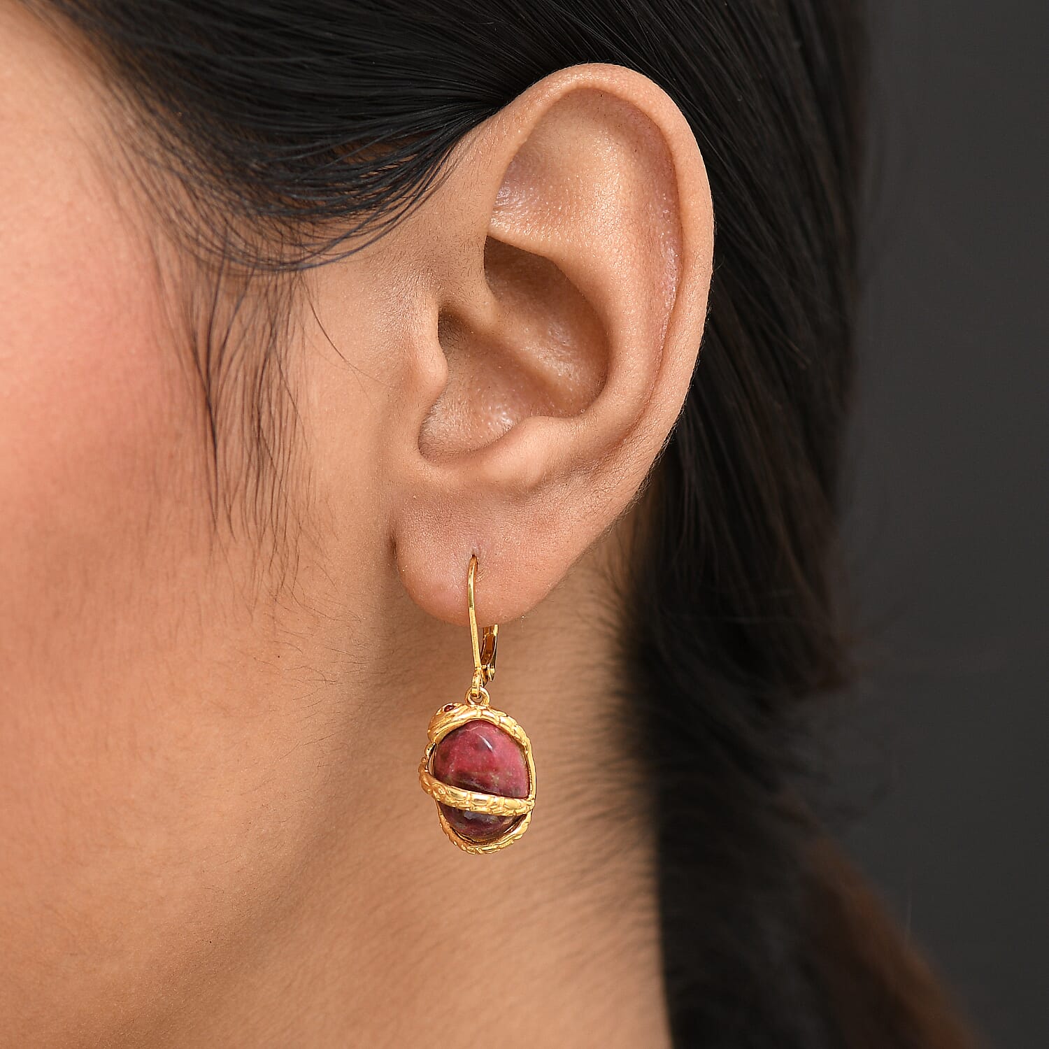 EverTrue Thulite, Red Garnet Living Creature Earring in Yellow Gold Tone 16.74 Ct. 8287344 3