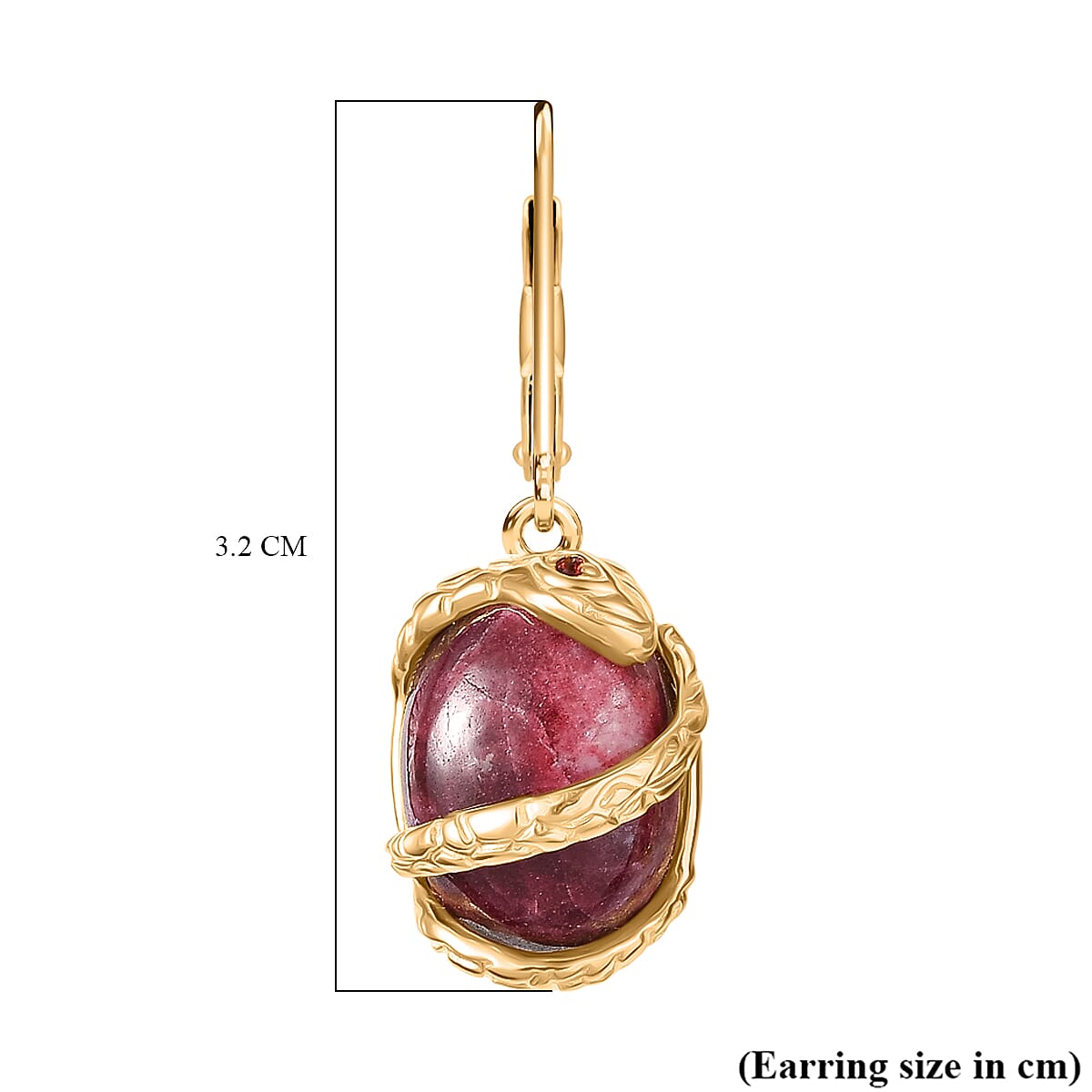 EverTrue Thulite, Red Garnet Living Creature Earring in Yellow Gold Tone 16.74 Ct. 8287344 6