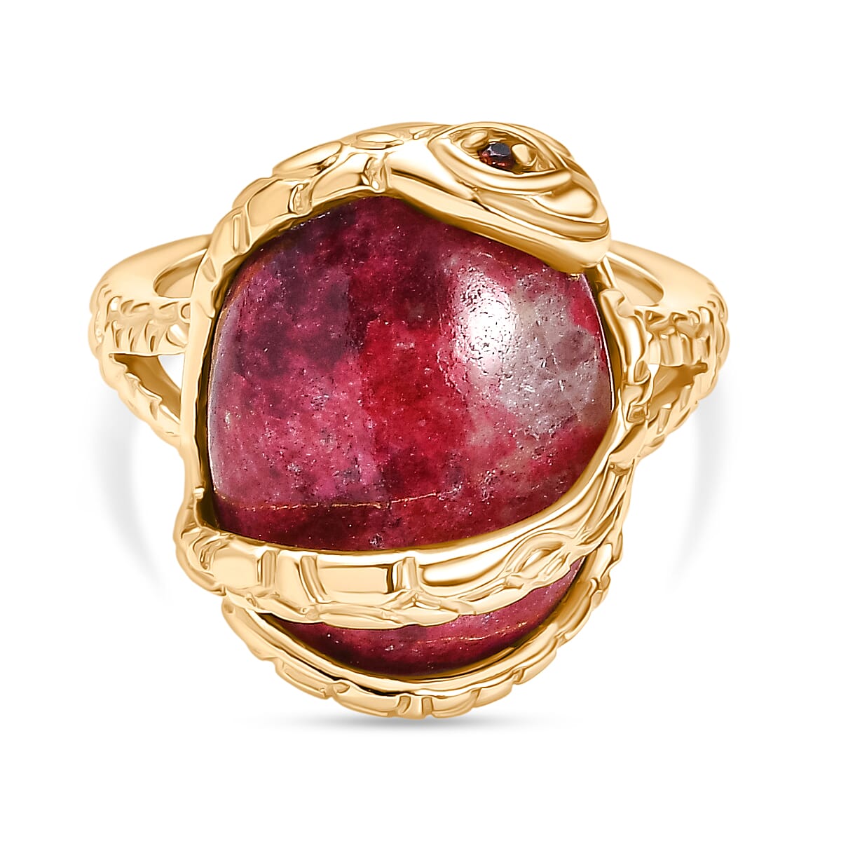 EverTrue Thulite, Red Garnet Living Creature Ring in Yellow Gold Tone 15.75 Ct. V32521407 0