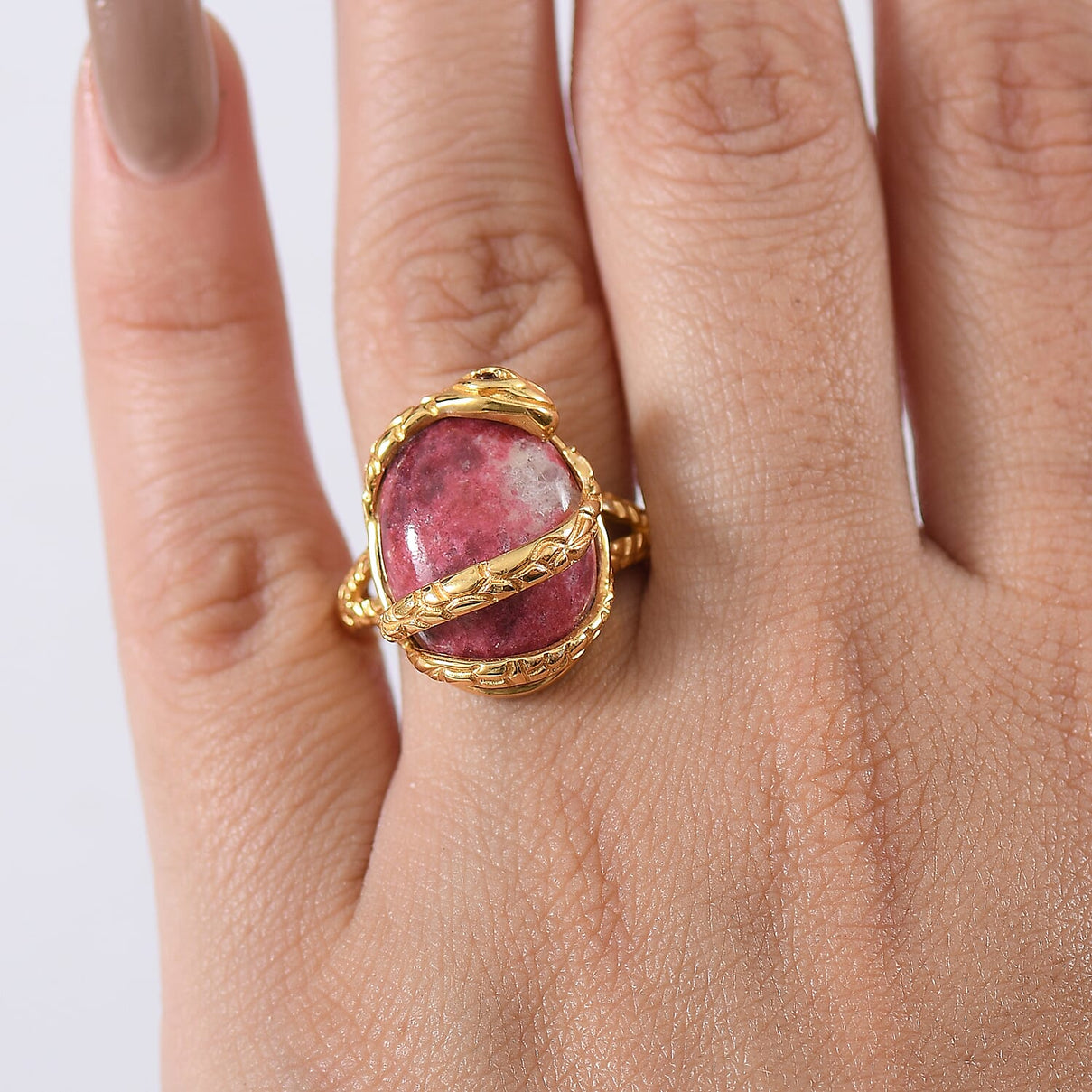EverTrue Thulite, Red Garnet Living Creature Ring in Yellow Gold Tone 15.75 Ct. V32521407 3