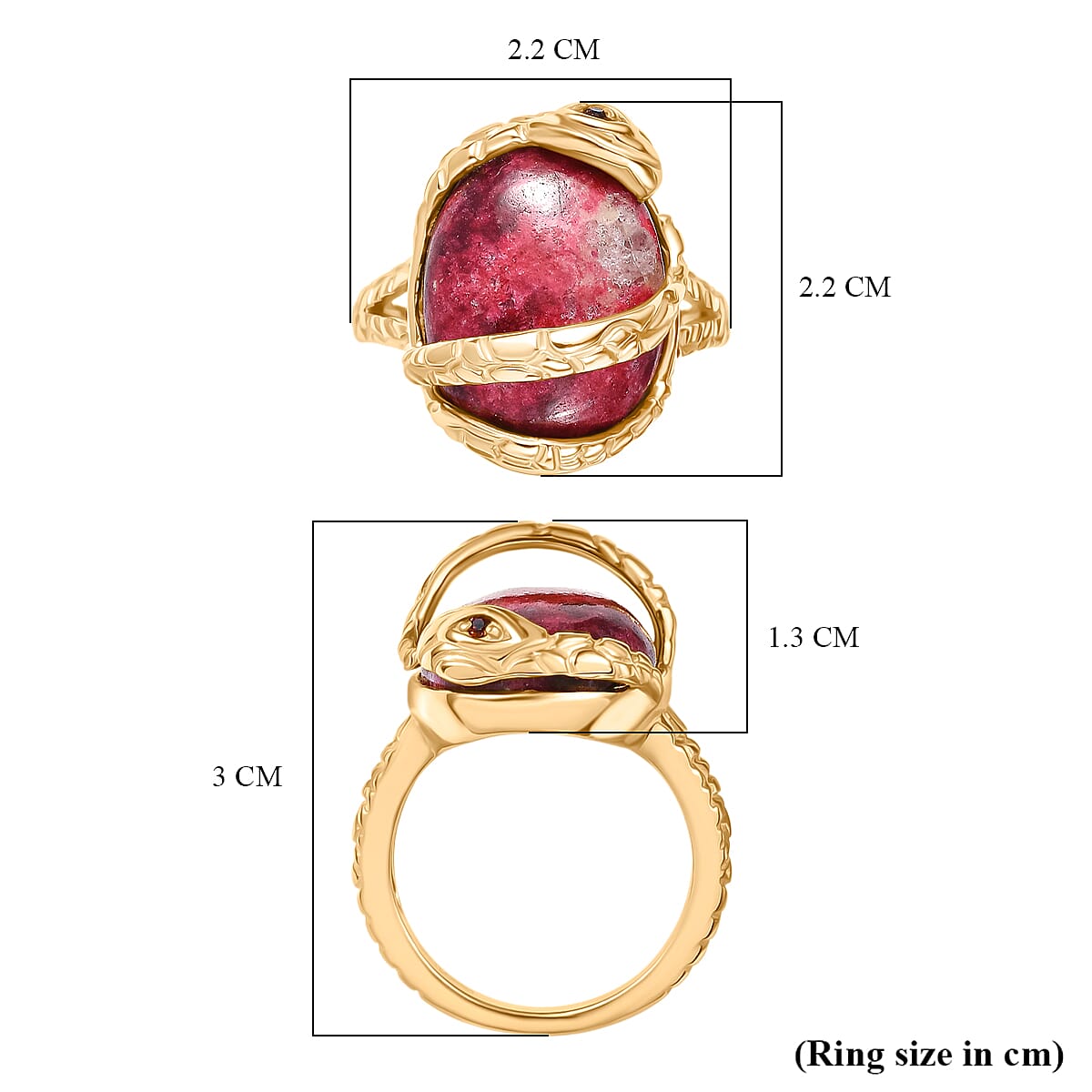 EverTrue Thulite, Red Garnet Living Creature Ring in Yellow Gold Tone 15.75 Ct. V32521407 6
