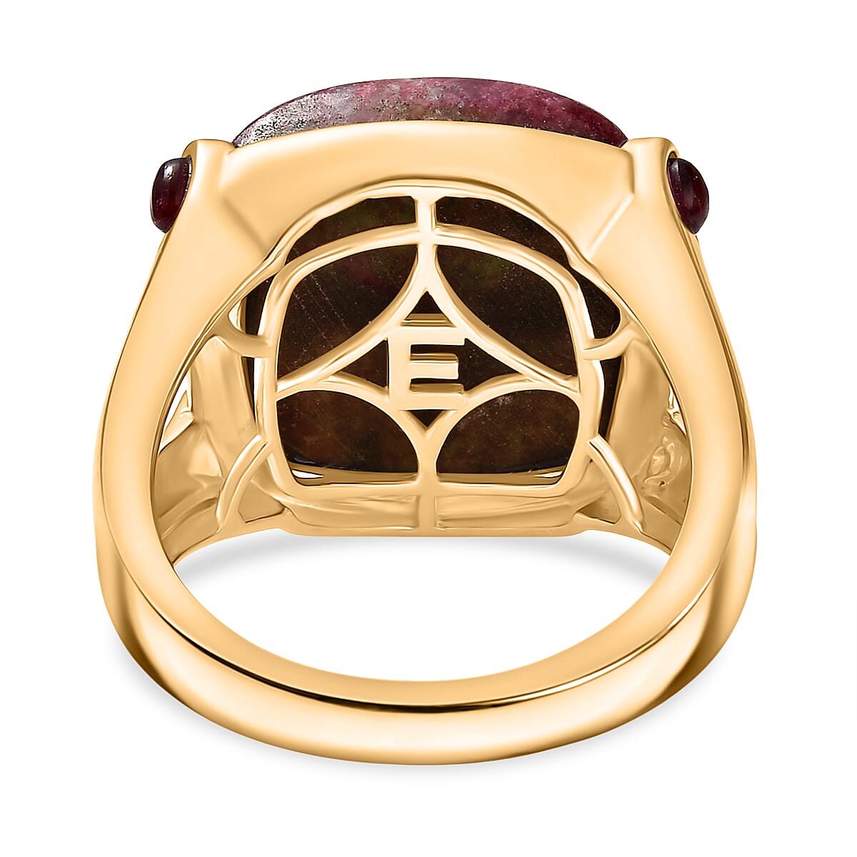 EverTrue Natural Thulite &amp; Rhodolite Garnet Ring in Yellow Gold Plated 21.74 Ct. 8265011 4