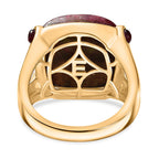 EverTrue Natural Thulite & Rhodolite Garnet Ring in Yellow Gold Plated 21.74 Ct.