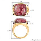 EverTrue Natural Thulite & Rhodolite Garnet Ring in Yellow Gold Plated 21.74 Ct.