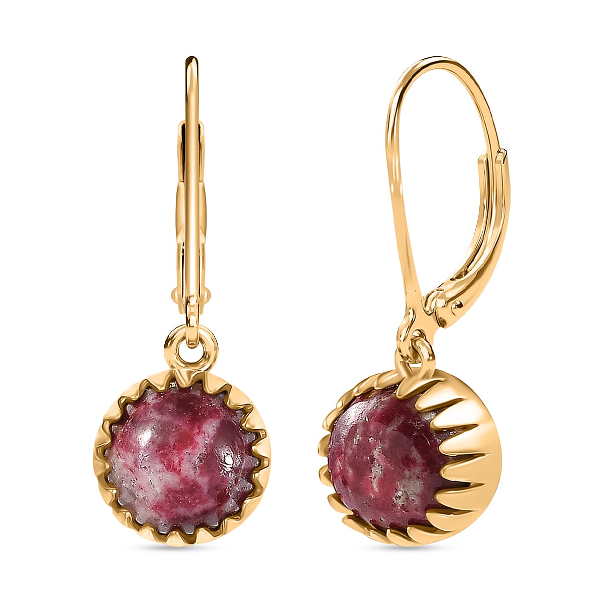 EverTrue Natural Thulite Solitaire Lever Back Earring in Yellow Gold Plated 5.43 Ct. 8264908 0